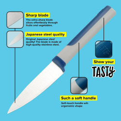 Tasty 678240 Peeling Knife, Soft-Grip Handle, 9 cm, Stainless Steel, Blue