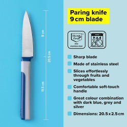 Tasty 678240 Peeling Knife, Soft-Grip Handle, 9 cm, Stainless Steel, Blue