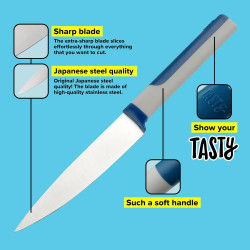 Tasty 678241 Utility Knife, Soft-Grip Handle, 11.5 cm, Stainless Steel, Blue