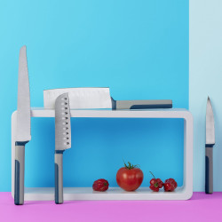 Tasty 678242 Serrated Kitchen Knife, Soft-Grip Handle, 11.5 cm, Stainless Steel, Blue