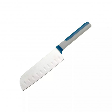 Cutit Santoku Tasty 678243, Maner moale, 13 cm, Otel inoxidabil, Albastru