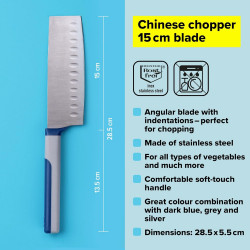 Tasty 678247 Knife, Soft-grip handle, 15 cm, Stainless steel, Blue