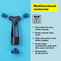 Tasty 678384 Multifunctional Corkscrew, Stainless Steel, Blue