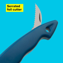 Tasty 678385 Corkscrew, Built-in Beer Bottle Opener, Stainless Steel, Blue