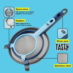 Tasty 678401 3-Piece Strainer Set, 3 Sizes, Stainless Steel, Multicolor