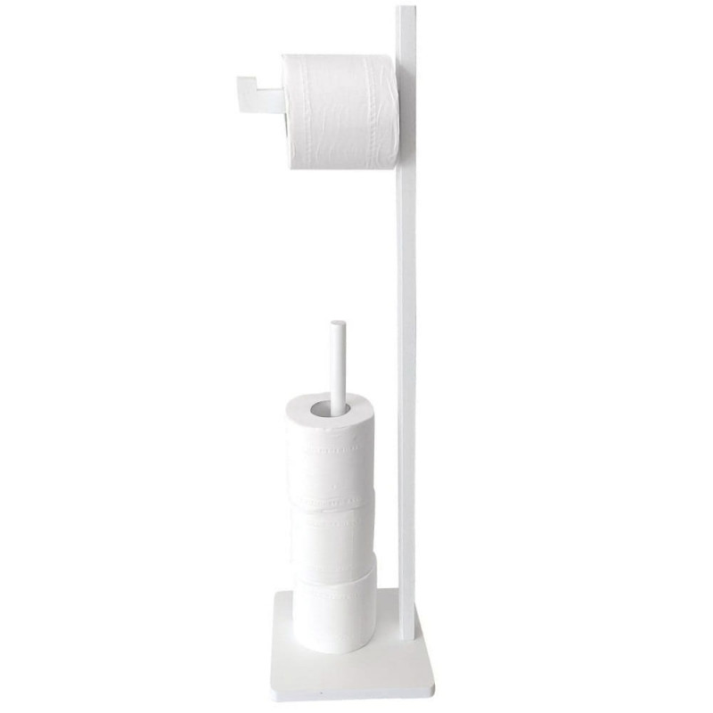 Kinghoff KH 1750 Toilet Paper Holder, Bamboo, 19 x 71 cm, Holds 5 Rolls, White