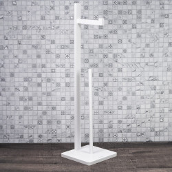 Kinghoff KH 1750 Toilet Paper Holder, Bamboo, 19 x 71 cm, Holds 5 Rolls, White