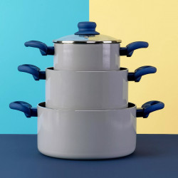 Tasty 678538 Saucepan, 16 cm, 1.5 L, Oil Dispenser, Aluminum, Non-stick Coating, Blue