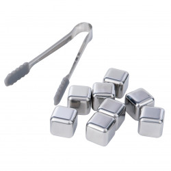 Klausberg KB 7651 Stainless Steel Ice Cubes with Tongs and Holder, 8-piece set, Reusable, Stainless Steel