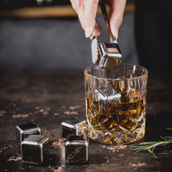 Klausberg KB 7651 Stainless Steel Ice Cubes with Tongs and Holder, 8-piece set, Reusable, Stainless Steel