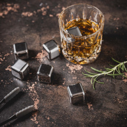 Klausberg KB 7651 Stainless Steel Ice Cubes with Tongs and Holder, 8-piece set, Reusable, Stainless Steel