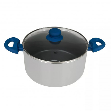 Tasty 678540 Saucepan, 24 cm, 5 L, Oil Dispenser, Aluminum, Non-stick Coating, Blue