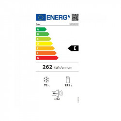 Хладилник с фризер Tesla RC2600HXE, 262 Л, Енергиен клас Е, Автоматично размразяване, Осветление, Инокс