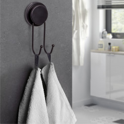 Metalife MGS-701 Towel Rack, 2 Hooks, 7x7x15 cm, Black