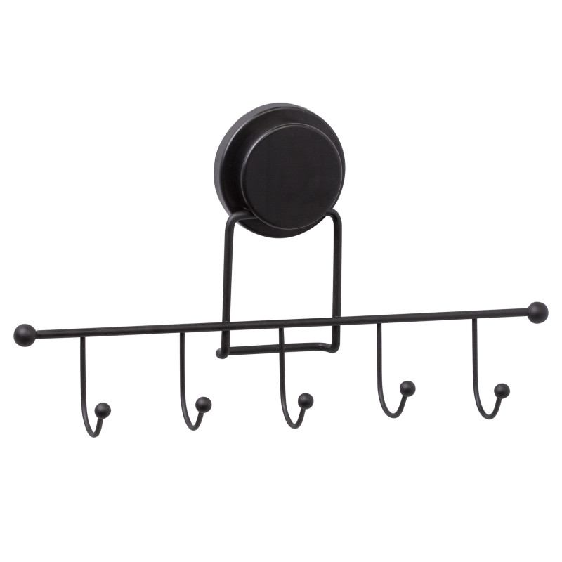 Metalife MGS-702 Towel Rack, 5 Hooks, 6.5 x 31.5 x 17.5 cm, Black
