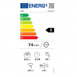 Пералня Tesla WF61063M, 2000W, 6 Kg, Енергиен клас Е, 23 програми, LED, 1000 rpm, Caмoпoчиcтвaнe, Бял