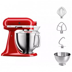 Планетарен миксер Artisan Elegance KitchenAid 5KSM185PSEER, 300W, 4.8 л, Direct drive, 10 скорости, Червен