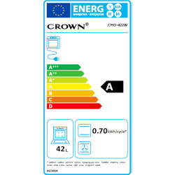 Мини готварска печка Crown CMO-422W, 42 л, 2 котлона, Статична, Механично управление, Бял