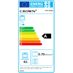 Мини готварска печка Crown CMO-422BL, 42 л, 2 котлона, Статична, Механично управление, Черен