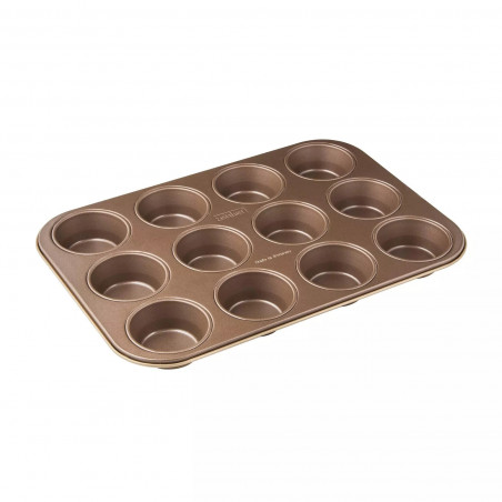 Zenker 7358 12-cup muffin pan, 7 cm, ILAG Premium ceramic coating, Gold