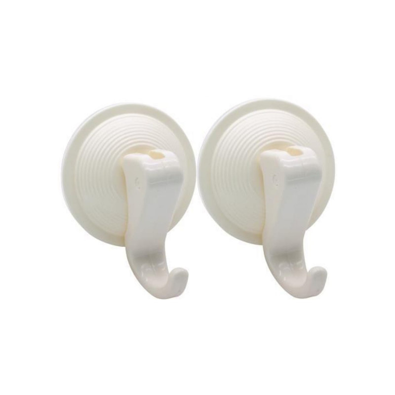 Set of 2 Fackelmann 16113 Tecno "suction cup" hooks, 6.5 cm, White