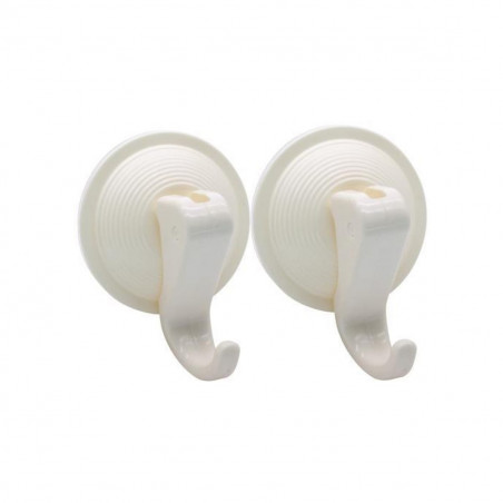 Set of 2 Fackelmann 16113 Tecno "suction cup" hooks, 6.5 cm, White