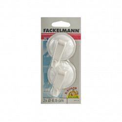 Set 2 carlige cu ventuze Fackelmann 16113, 6,5 cm, Alb