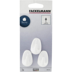 Set 3 carlige autocolante Fackelmann 20601 Tecno, 4,2 cm, Alb