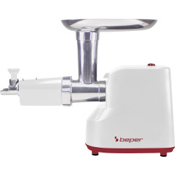 Beper P102ROB200 Meat Grinder with Tomato Attachment, 1200W, 3 Blades, ABS, Reverse Function, White