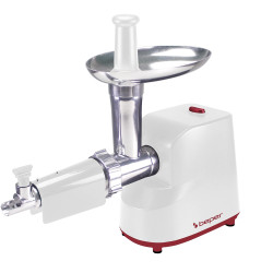 Beper P102ROB200 Meat Grinder with Tomato Attachment, 1200W, 3 Blades, ABS, Reverse Function, White
