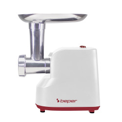 Beper P102ROB200 Meat Grinder with Tomato Attachment, 1200W, 3 Blades, ABS, Reverse Function, White