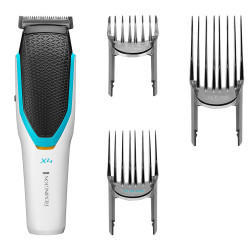 Remington Power X Series X4 HC4000 Hair Clipper, Rechargeable, 0.5–35 mm, 60-minute runtime, Stainless steel blades, LED indicator, White/Blue