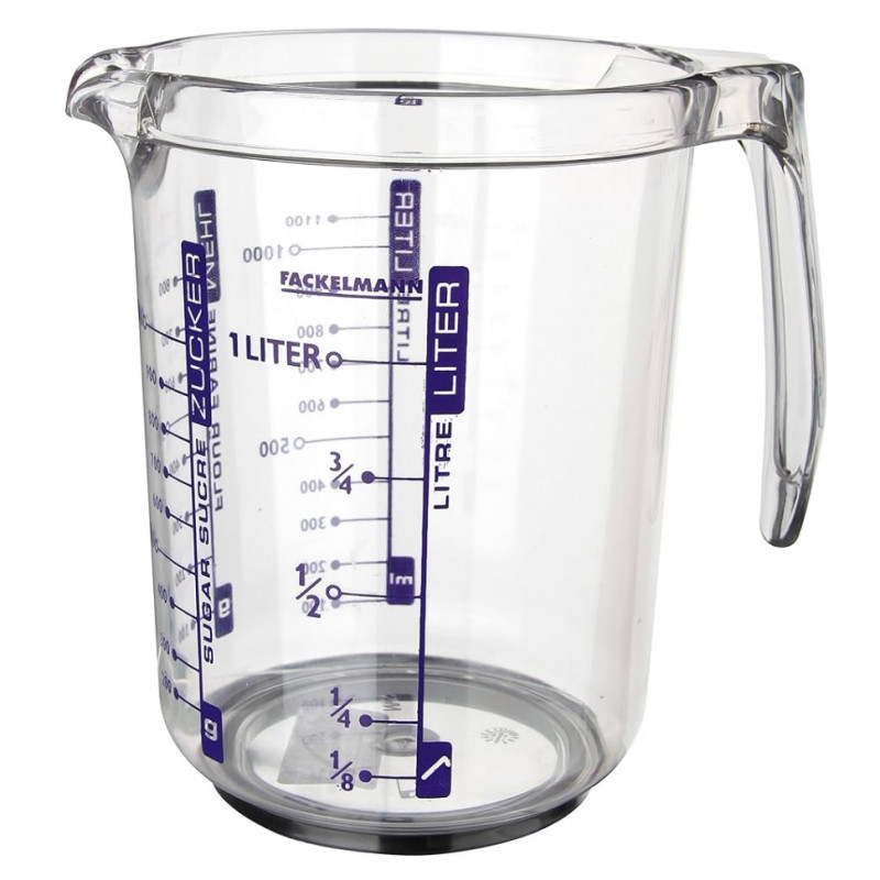 Fackelmann Measuring Jug 41355, 1 L, 16.5 x 12 cm, Graduated, Clear