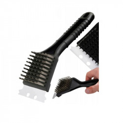 Fackelmann 41586 Grill Brush and Scraper, 22 cm, Stainless Steel, Black