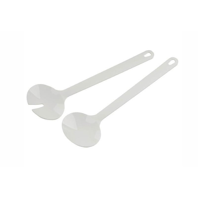 Set of 2 Fackelmann 41810 salad servers, 29.5 cm, plastic, hanging hook, white