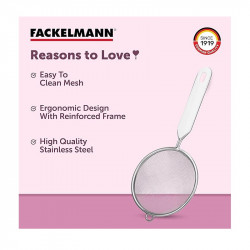 Fackelmann Strainer 42332, 10 cm, Stainless Steel, Hanging Hook, Silver