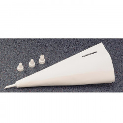 Fackelmann 42786 Piping Bag, 31 cm, 4 Nozzles, Cotton, White