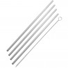 Fackelmann 54855 Metal Straws with Brush, 4 pcs + 1, 24 cm, 5 mm Diameter, Stainless Steel, Silver