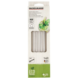 Fackelmann 54855 Metal Straws with Brush, 4 pcs + 1, 24 cm, 5 mm Diameter, Stainless Steel, Silver