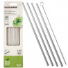 Fackelmann 54855 Metal Straws with Brush, 4 pcs + 1, 24 cm, 5 mm Diameter, Stainless Steel, Silver