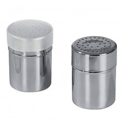 Fackelmann 42967 Powder Dish with Lid, 8 x 6 cm, Stainless Steel, Silver