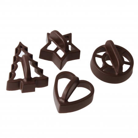 Fackelmann 43006 Handle-Style Dough Molds, 4-Pack, Brown