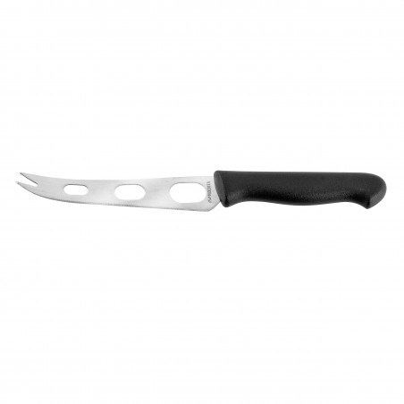Fackelmann 43280 Cheese and Yellow Cheese Knife, 24 cm, Perforated, Double-Edged, Black/Silver