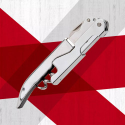 Fackelmann Doublepull 49459 Corkscrew with Knife, Waiter's Style, 12 cm, Stainless Steel, Silver