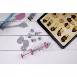 Fackelmann 44725 Piping Bag, 23.5 cm, 12 Nozzles, Pink