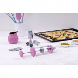 Fackelmann 44725 Piping Bag, 23.5 cm, 12 Nozzles, Pink