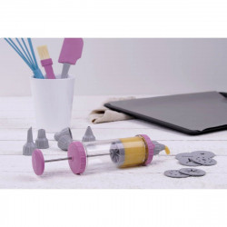 Fackelmann 44725 Piping Bag, 23.5 cm, 12 Nozzles, Pink