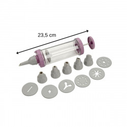 Fackelmann 44725 Piping Bag, 23.5 cm, 12 Nozzles, Pink