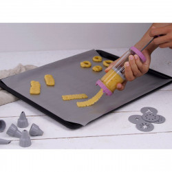 Fackelmann 44725 Piping Bag, 23.5 cm, 12 Nozzles, Pink