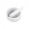 Fackelmann 45442 Ceramic Mortar and Pestle, 11x6 cm, 700 ml, Pouring Spout, White